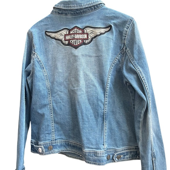 New - Harley-Davidson Women's Winged Cotton Blend Denim Jacket - Picture 4 of 4